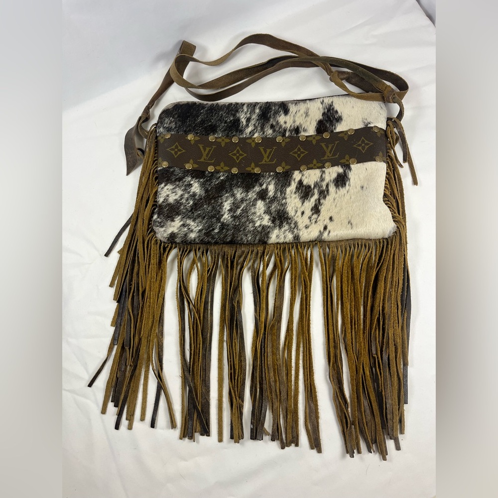 Designer Cowhide Fringe Shoulder Bag
